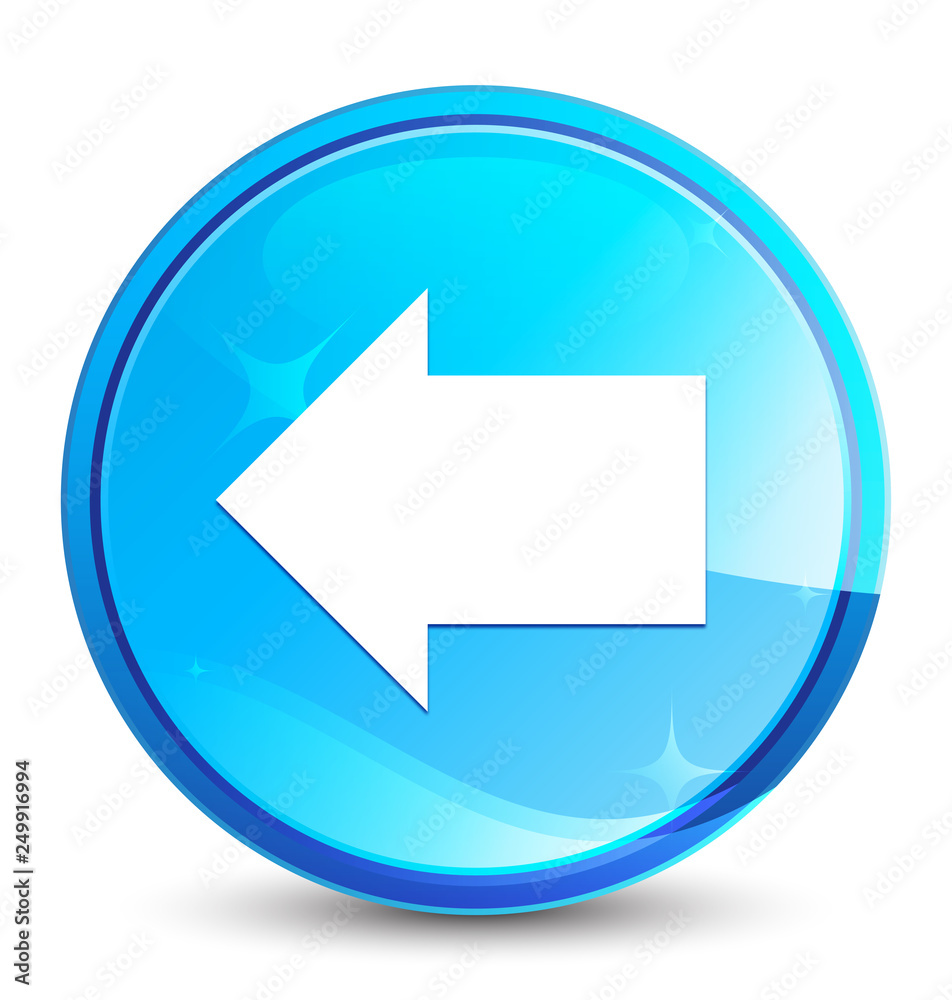Back arrow icon splash natural blue round button Back arrow icon splash natural blue round button