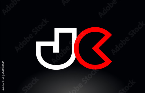 red white alphabet letter jc j c combination for logo icon design