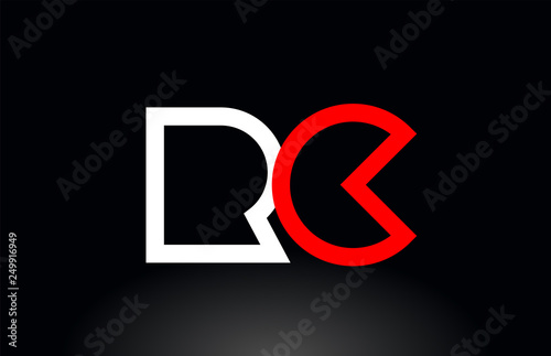 red white alphabet letter rc r c combination for logo icon design