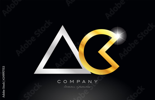gold silver alphabet letter ac a c combination for logo icon design