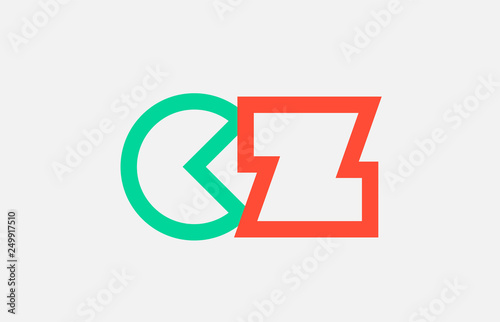 orange green alphabet letter logo combination cz c z design
