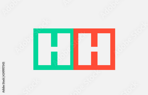 orange green alphabet letter logo combination hh h h design