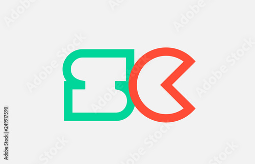 orange green alphabet letter logo combination sc s c design