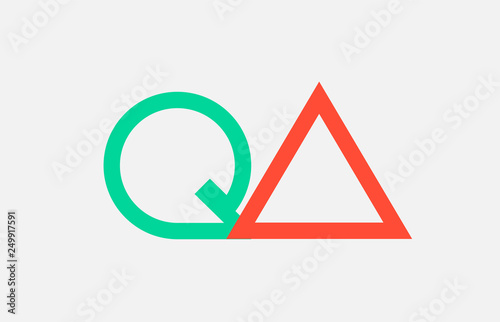 orange green alphabet letter logo combination qa q a design