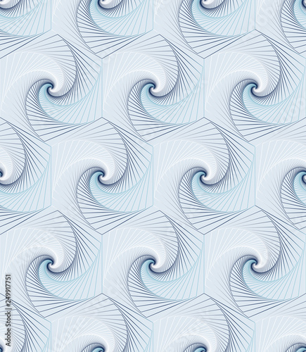 Abstract seamless pattern of rotating hexagons. Geometric texture for your design.