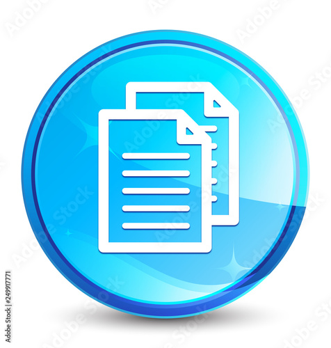Documents icon splash natural blue round button