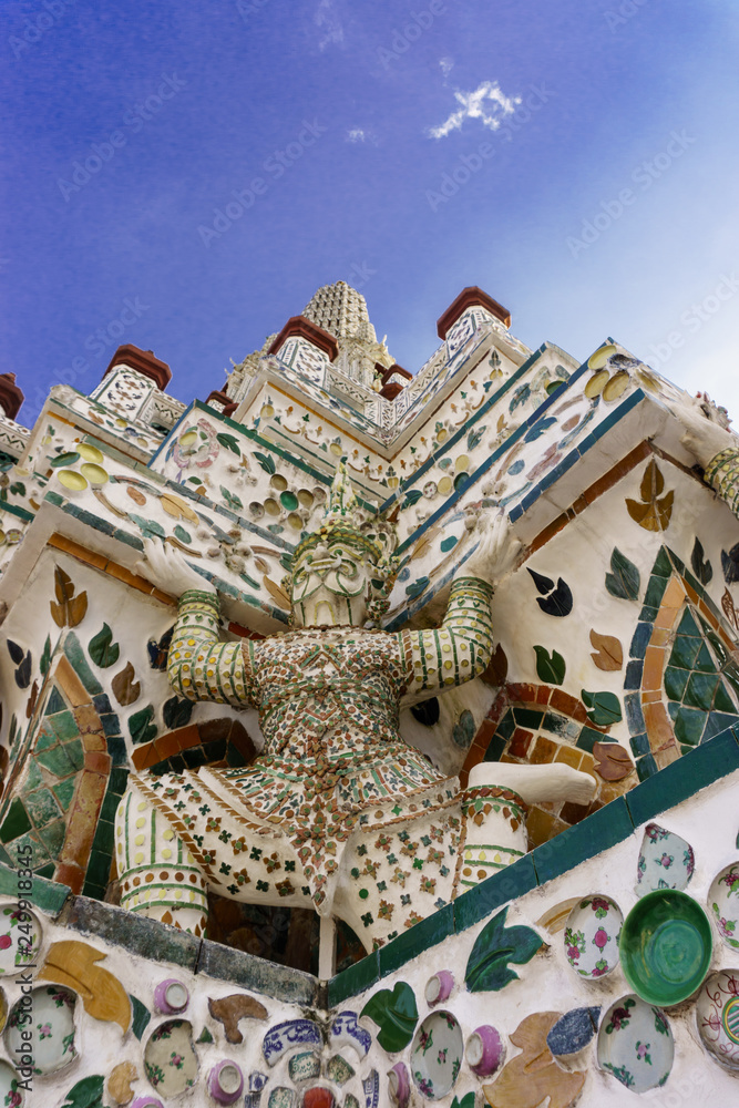 s front of the church at Wat Arun. Famous temple in Bangkok, Thailand