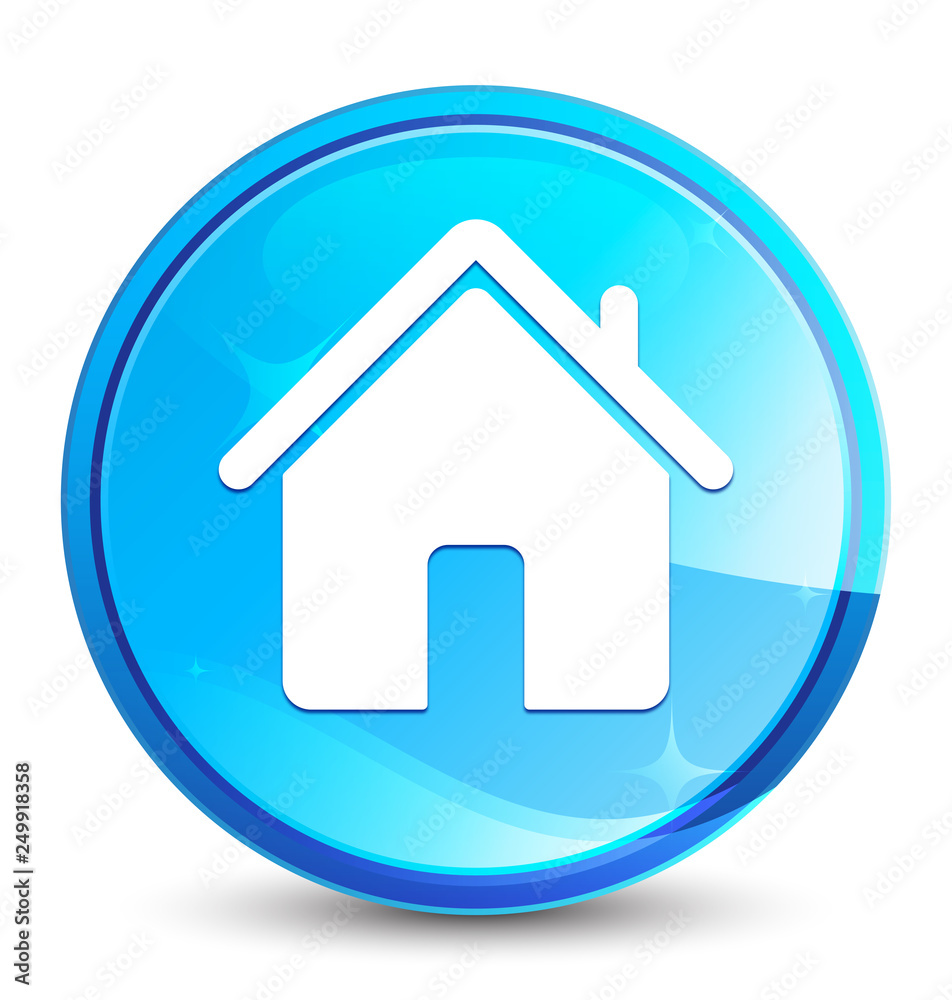 Home icon splash natural blue round button Home icon splash natural blue round button