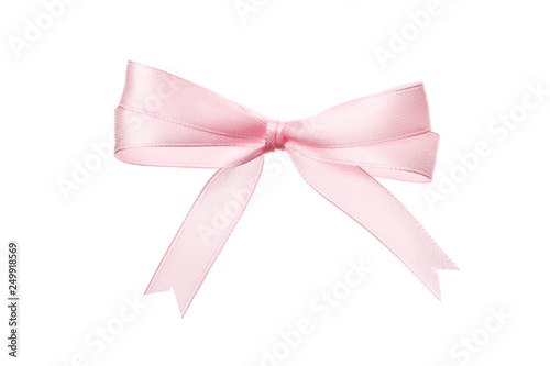 Beautiful pink bow isolated on white background. Insulation.