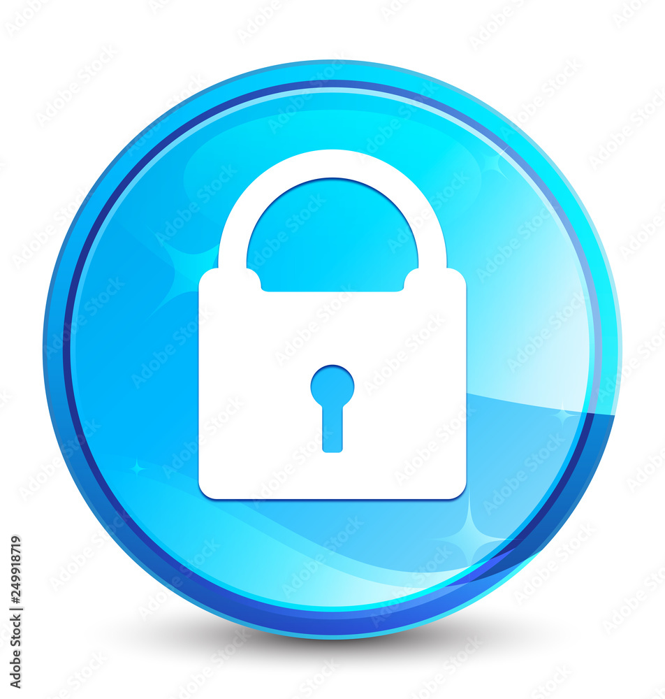Padlock icon splash natural blue round button Padlock icon splash natural blue round button