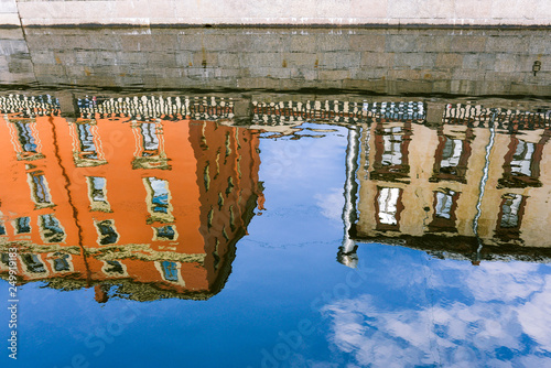 Mirror reflection of architecture. Buildings of St. Petersburg