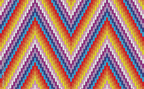 seamless knitted zigzag pattern in rainbow colors