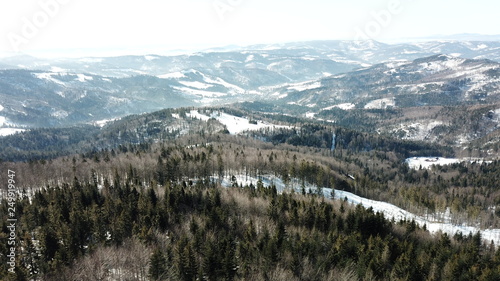 mountains forests peaks snow frost sky clouds beskids nature mountains winter