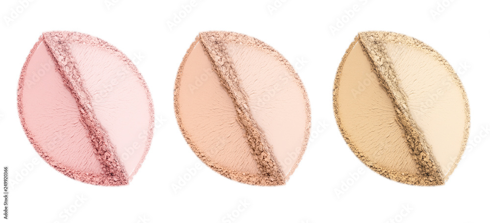 Obraz premium Face powder. Smears of blush for face. Cosmetic smears. Isolated on white background