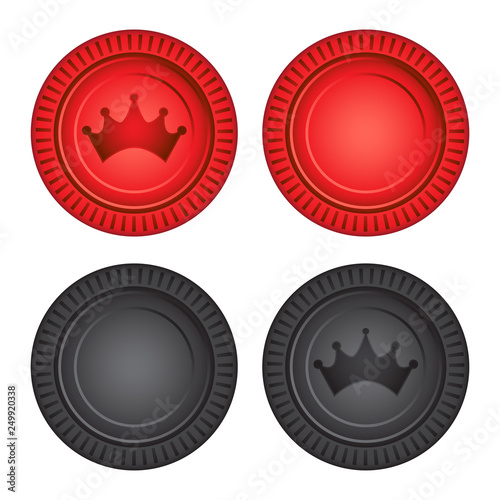 Checkers Board Game Pieces Vector Illustration Icon Symbol Graphic