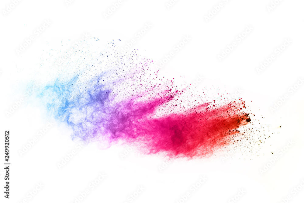 Colorful powder explosion on white background.