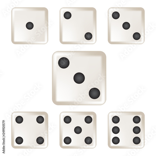 White Six-Sided Dice Vector Illustration Icon Symbol Graphic