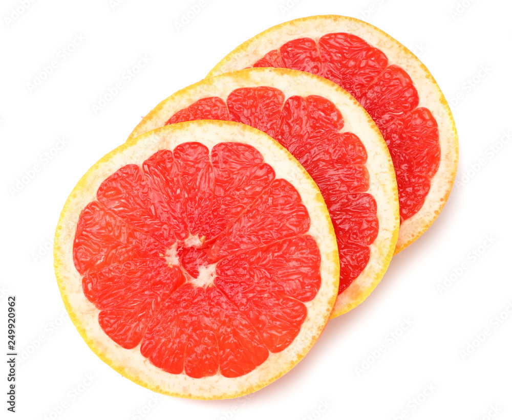 healthy food. sliced grapefruit isolated on white background. top view healthy food. sliced grapefruit isolated on white background. top view