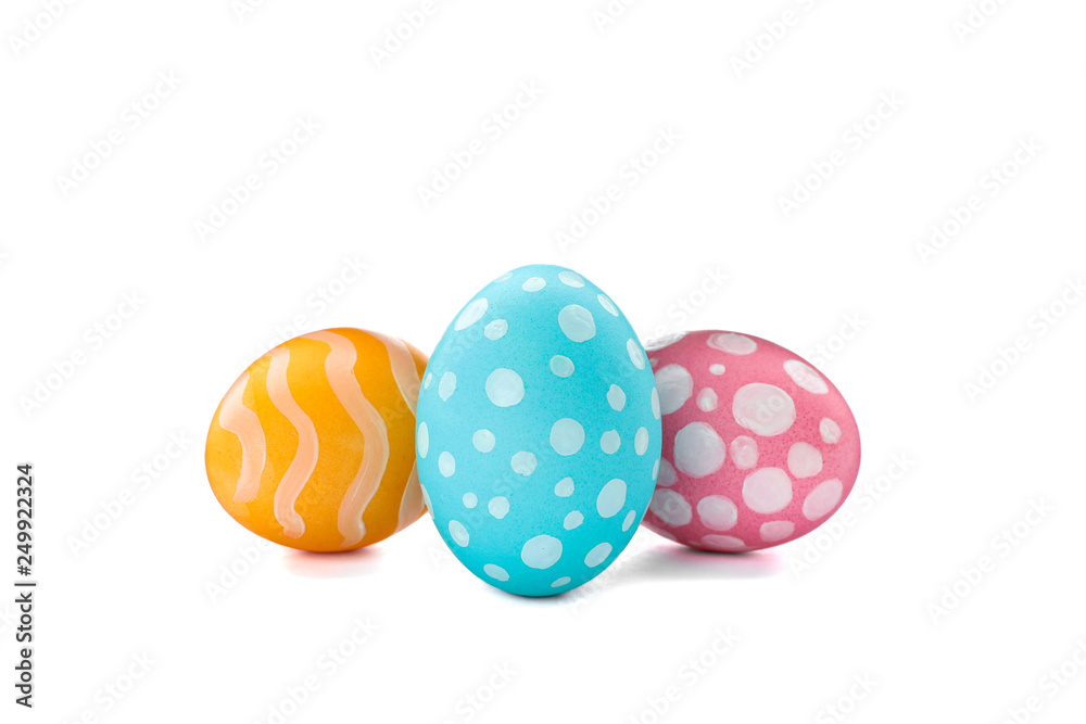Decorative Easter eggs isolated on white background. Festive tradition