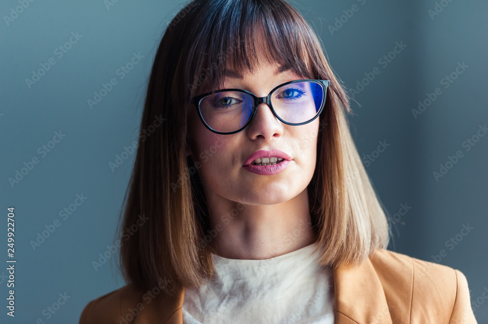 Portrait of beautiful young woman in eyeglasses Portrait of beautiful young woman in eyeglasses