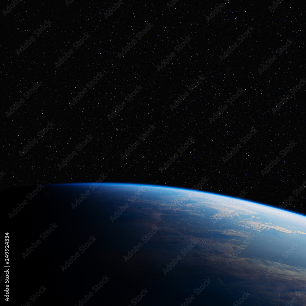 The Earth in space at night. Elements of this image furnished by NASA.