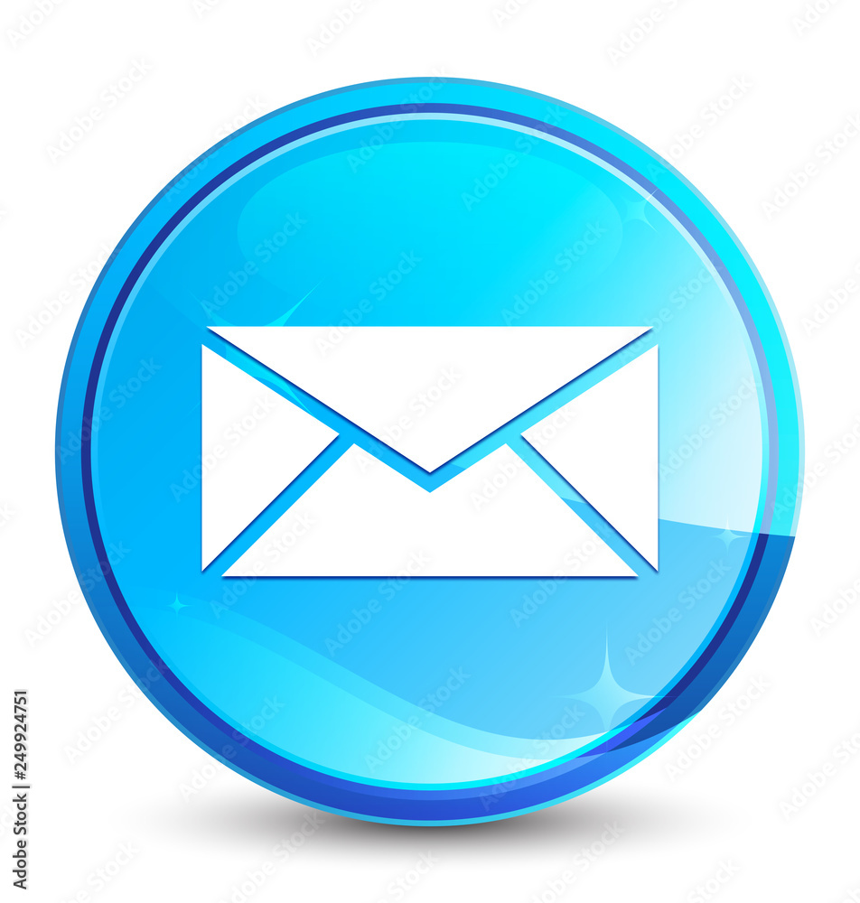 Email icon splash natural blue round button Email icon splash natural blue round button