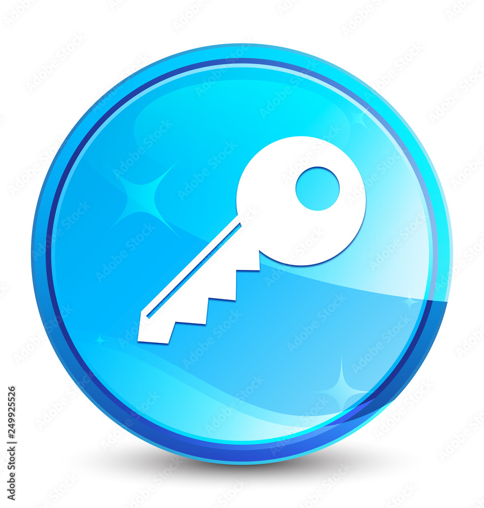 Key icon splash natural blue round button Key icon splash natural blue round button