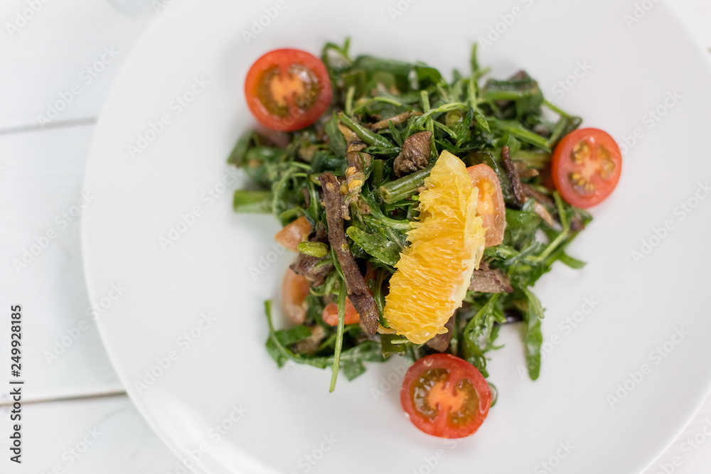 Fresh green salat with tomatoes, spinach and arugula Fresh green salat with tomatoes, spinach and arugula