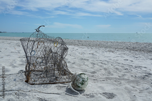 Vászonkép Crab Trap washed up on the beach