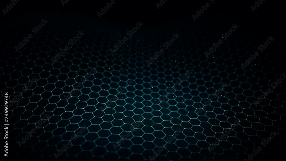 Abstract background with animation of waving surface from blinking hexagons. Technologic electricity backdrop. Seamless loop. Abstract background with animation of waving surface from blinking hexagons. Technologic electricity backdrop. Seamless loop.
