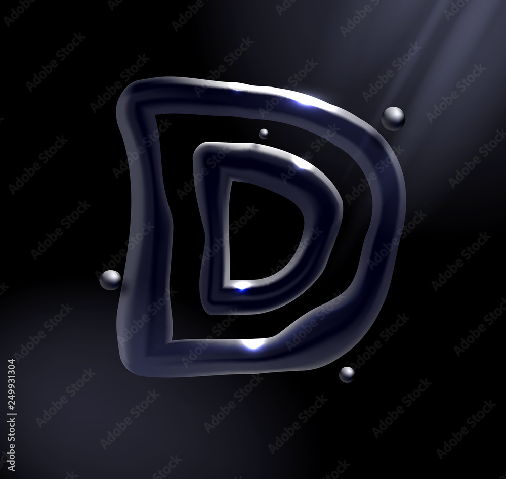 Obraz premium Chrome or lisuid alphabet. Metallic font effect