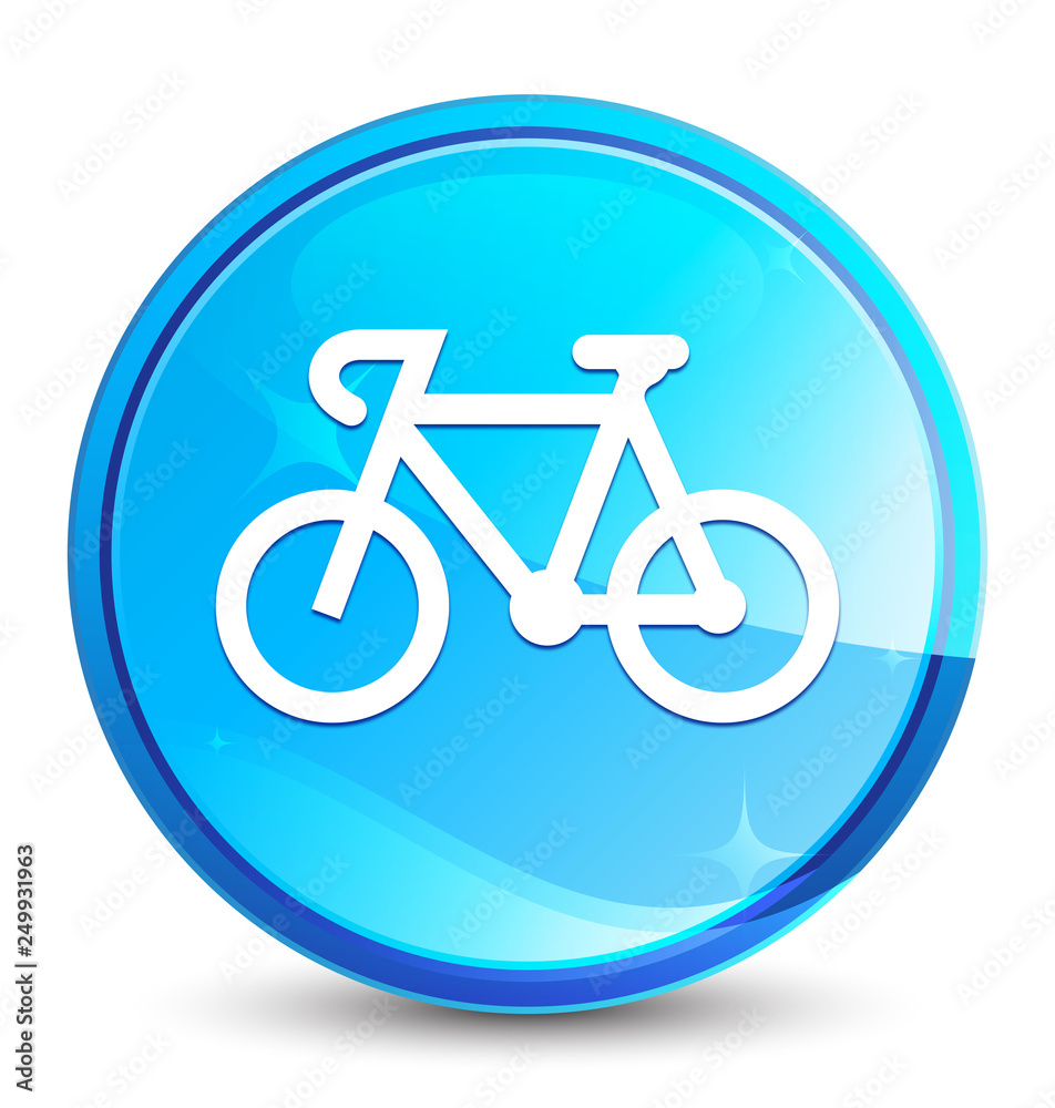 Bicycle icon splash natural blue round button Bicycle icon splash natural blue round button
