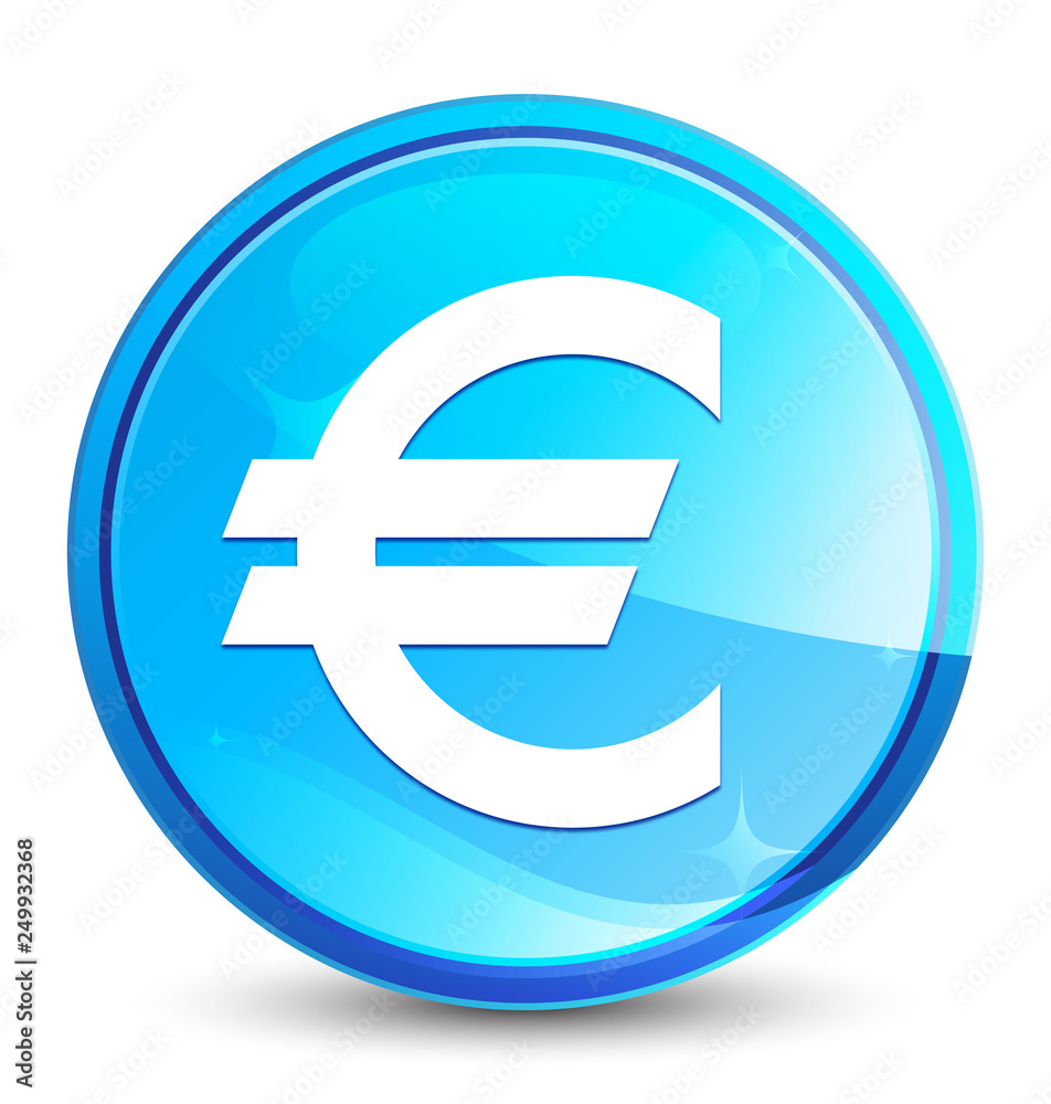 Euro sign icon splash natural blue round button Euro sign icon splash natural blue round button