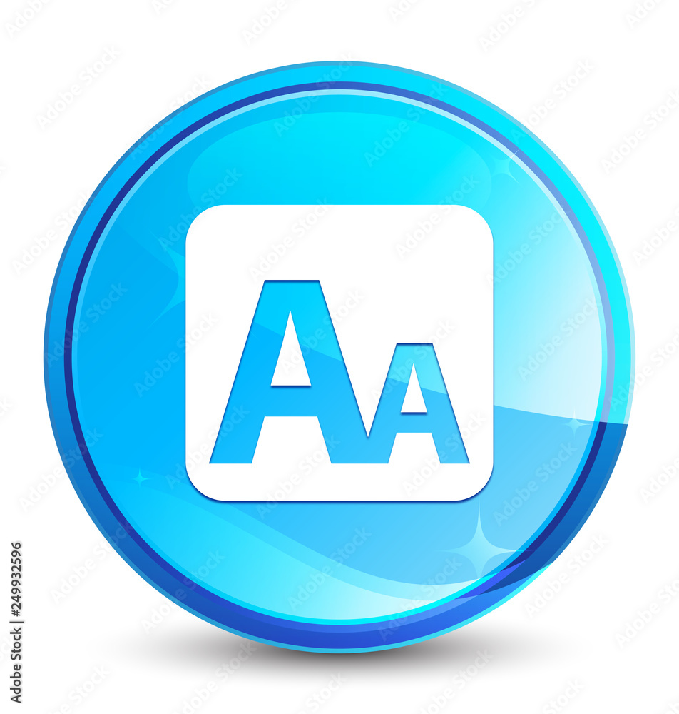 Font size box icon splash natural blue round button Font size box icon splash natural blue round button