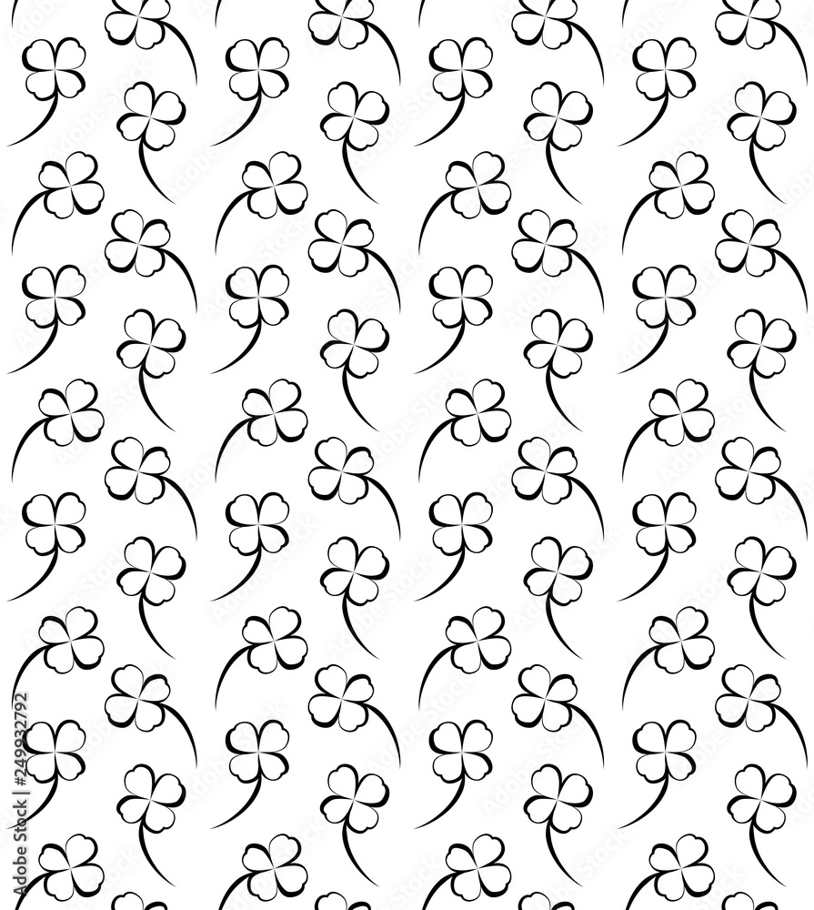 Seamless pattern with four-leaf clover