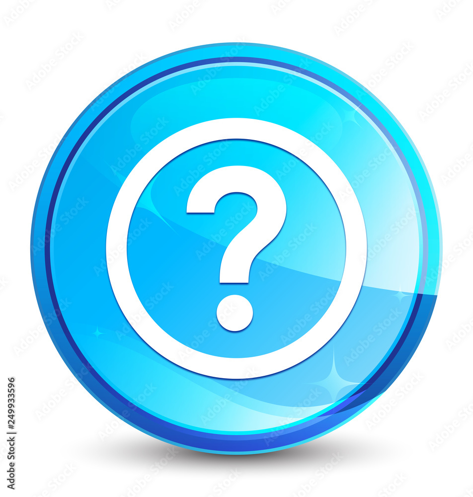 Question icon splash natural blue round button Question icon splash natural blue round button