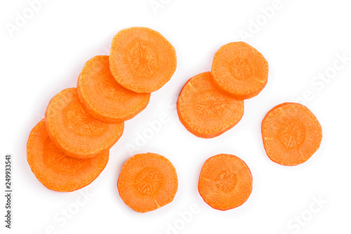 Tableau sur Toile Carrot slice isolated on white background. Top view. Flat lay