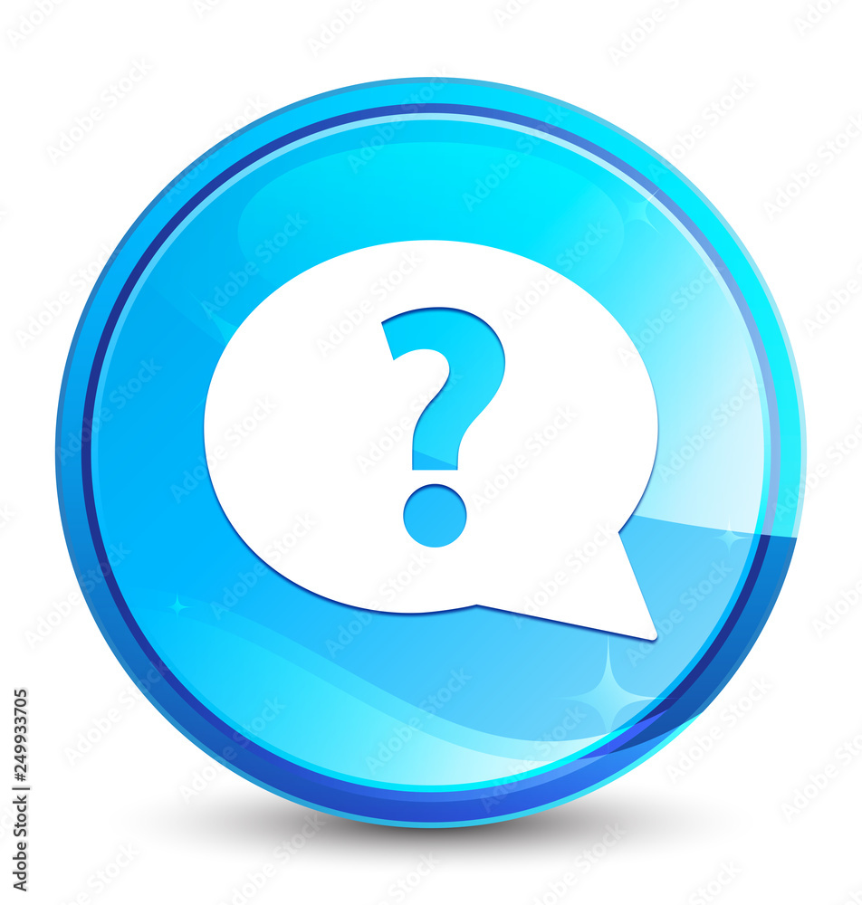 Question mark bubble icon splash natural blue round button Question mark bubble icon splash natural blue round button