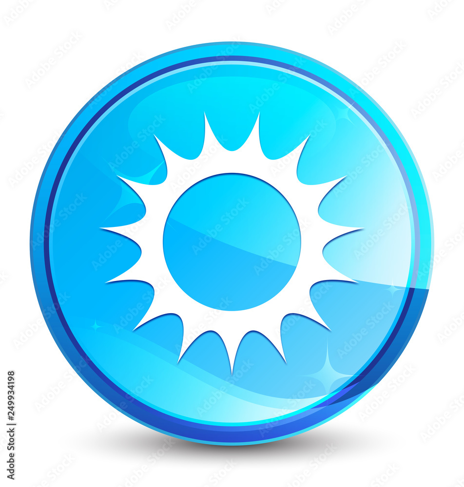Sun icon splash natural blue round button Sun icon splash natural blue round button