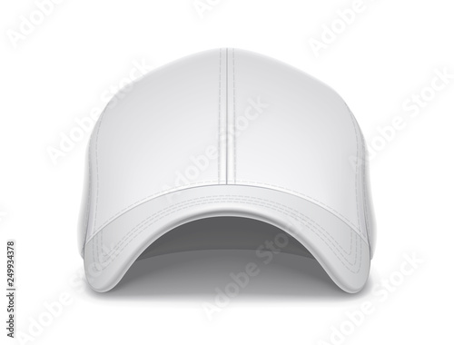 Baseball cap. Man headgear. Clothes design. Trendy wear. Sports clothes. View hat. Fashion look. Isolated white background. Eps10 vector illustration.