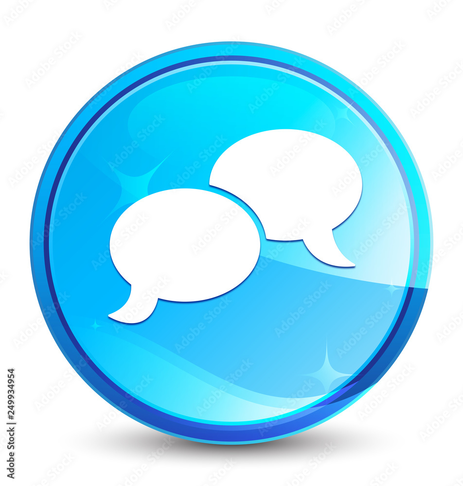 Chat bubble icon splash natural blue round button Chat bubble icon splash natural blue round button