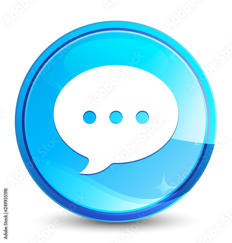 Conversation icon splash natural blue round button