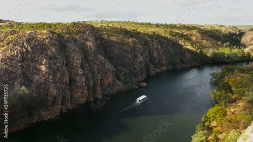tour boat sails up katherine gorge in nitmiluk national park photo