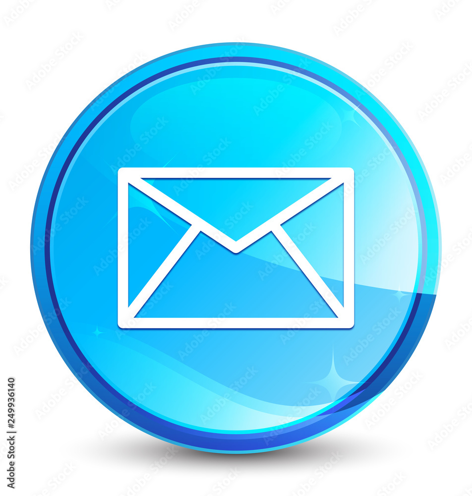 Email icon splash natural blue round button Email icon splash natural blue round button