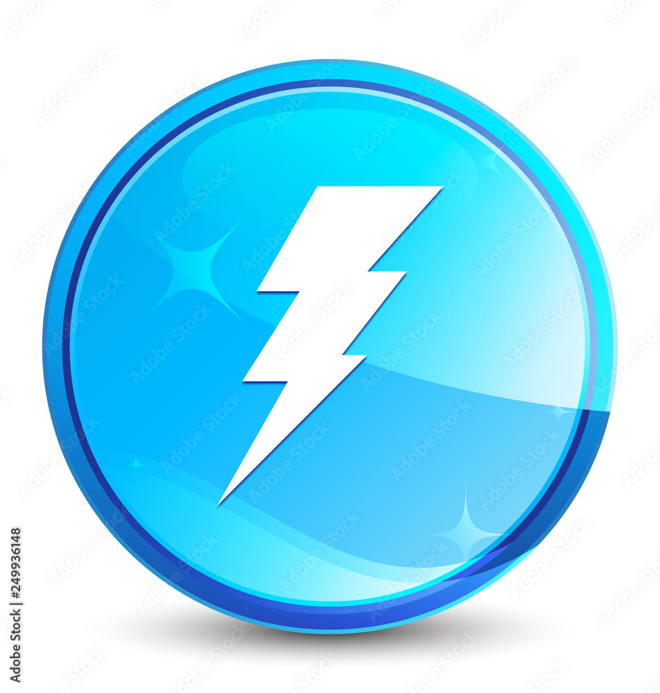 Electricity icon splash natural blue round button Electricity icon splash natural blue round button