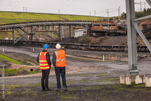 Miner and visitor at a coal mine in Victoria Australia