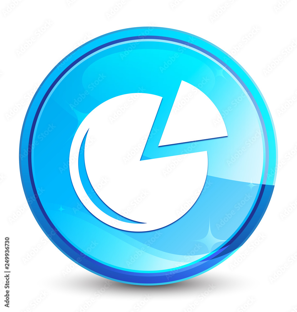 Graph icon splash natural blue round button Graph icon splash natural blue round button