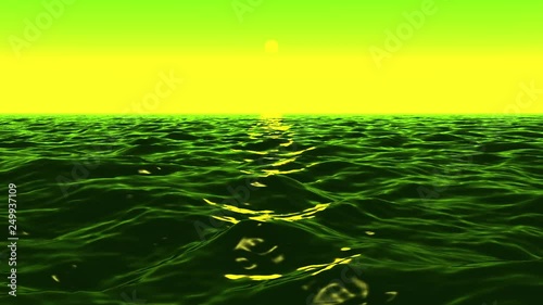 Green Alien Sea Surface Waves Motion Background Loop 2