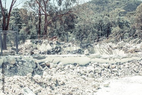 Rubble on the ground