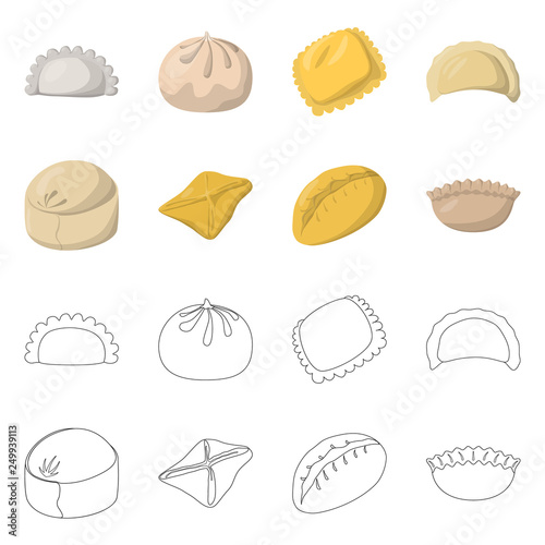 Vector design of products  and cooking symbol. Collection of products  and appetizer vector icon for stock.